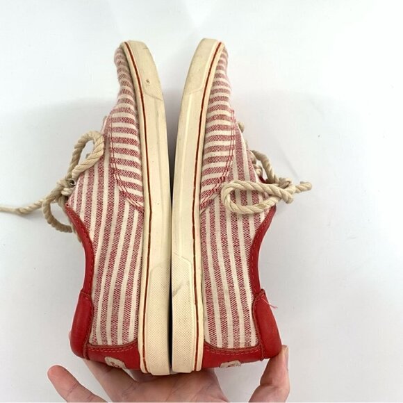 Ugg Australia womens sneakers size 6 37 red canvas striped lace up nautical - Picture 6 of 13